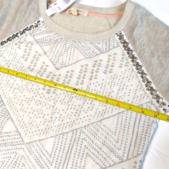 NWT Women's Jolt For Vanity Gray Aztec Patterned Sheer Knit Top - Picture 11 of 12